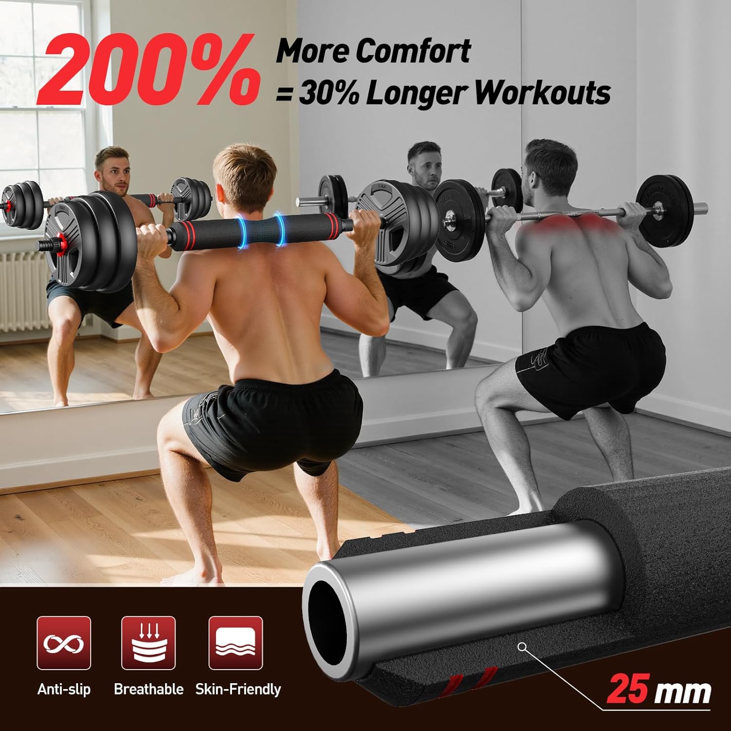 5 in 1 Adjustable Dumbbell Weight Set 45lb Total Black & Red