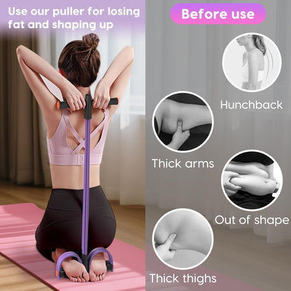 6-Tube Elastic Pedal Resistance Bands Durable Natural Rubber Purple