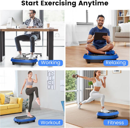 Vibration Plate Exercise Machine Fitness Platform with Resistance Bands Blue