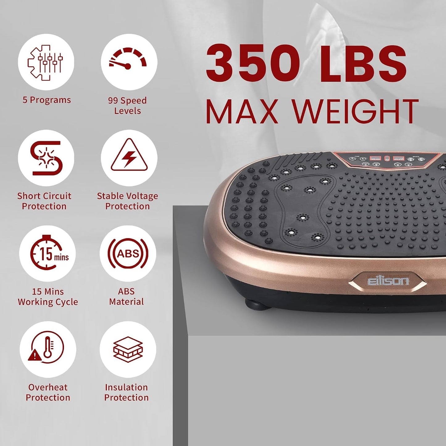FitMaxx 3D XL Vibration Plate Exercise Machine with Loop Bands Brown