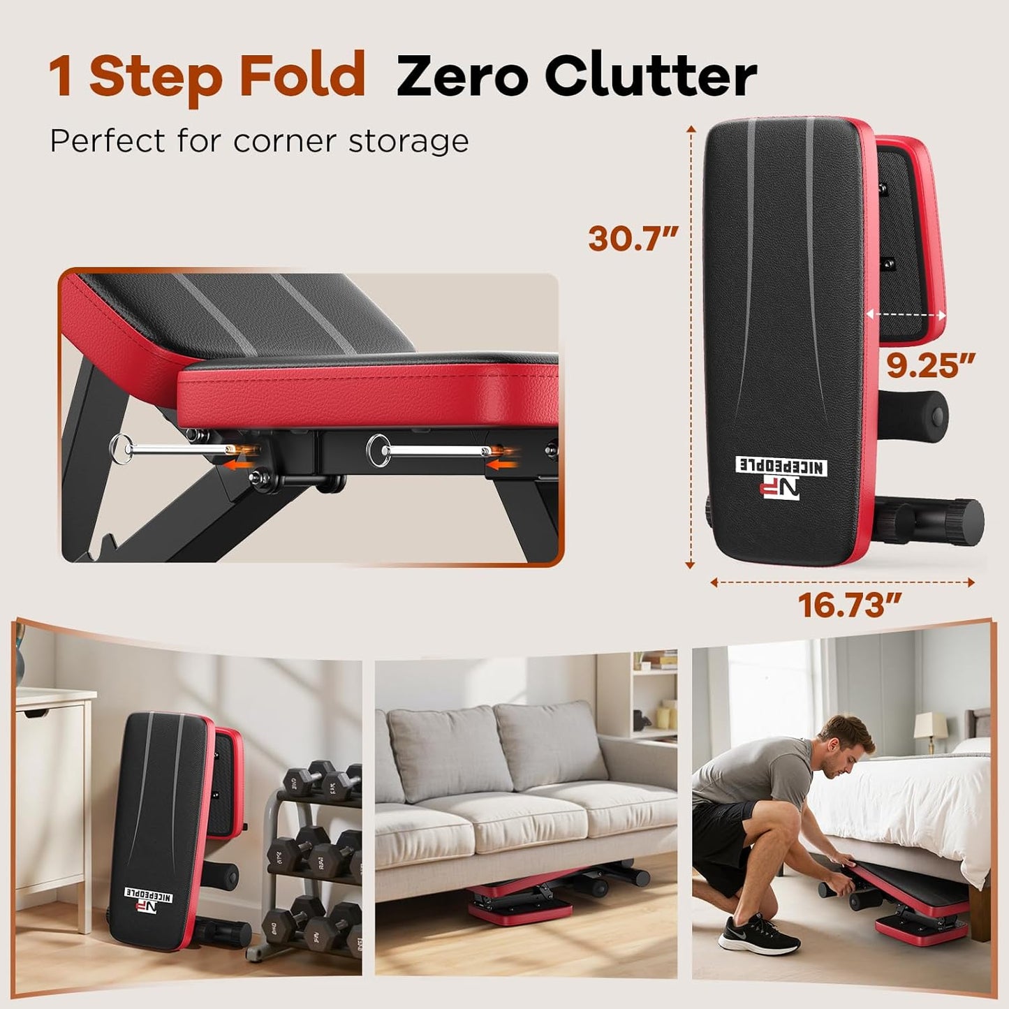 Adjustable Weight Bench 660lbs Capacity Foldable Workout Bench Black