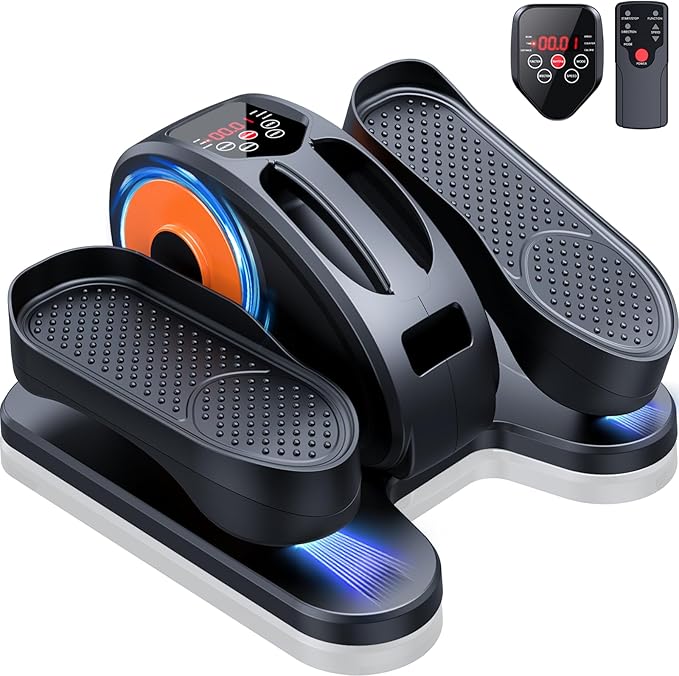 Under Desk Elliptical Machine Electric Seated Pedal Exerciser 12 Speed Orange