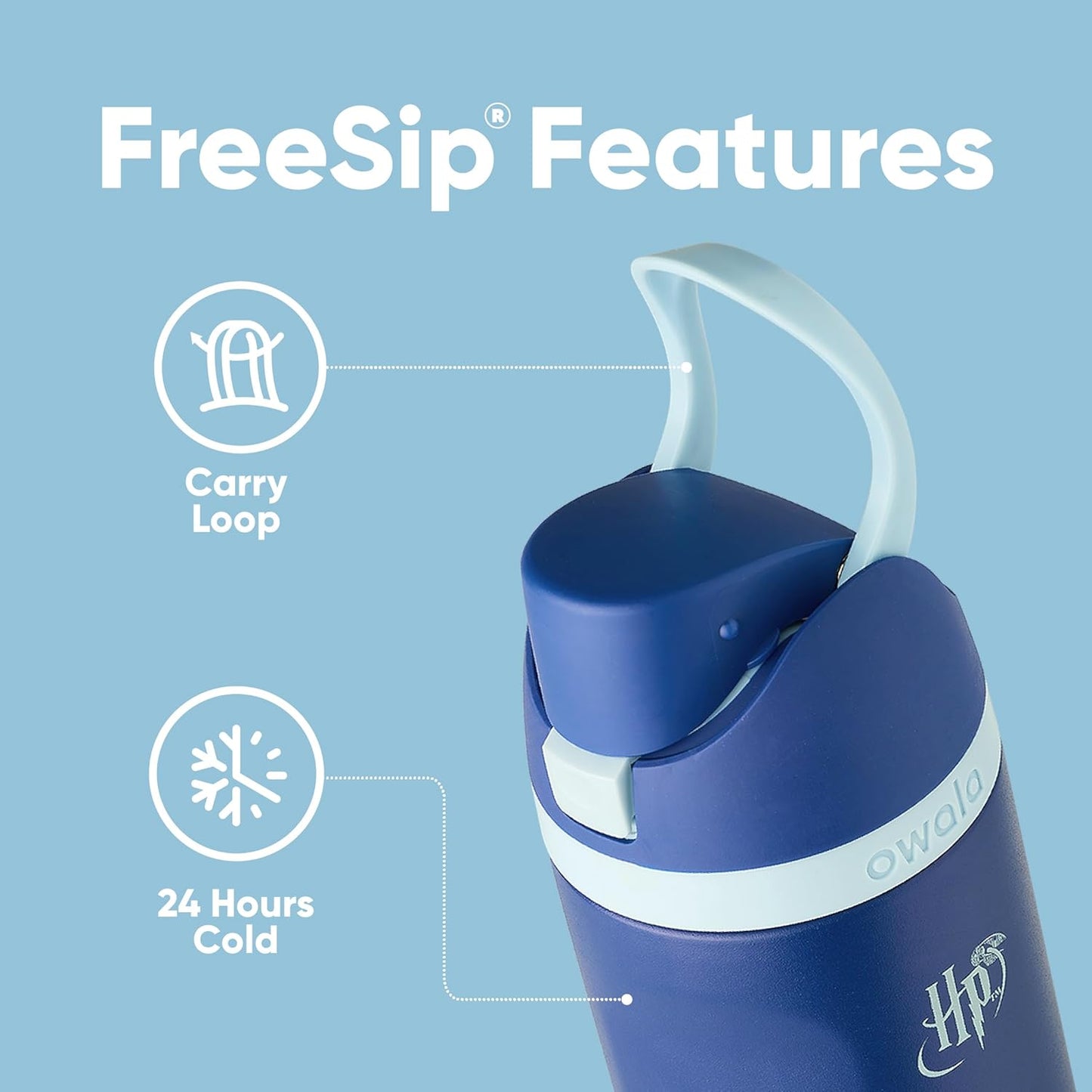 Owala FreeSip Insulated Stainless Steel Water Bottle with Straw 24 Oz Ravenclaw