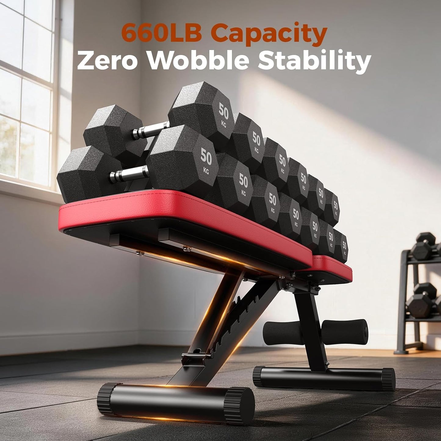 Adjustable Weight Bench 660lbs Capacity Foldable Workout Bench Black