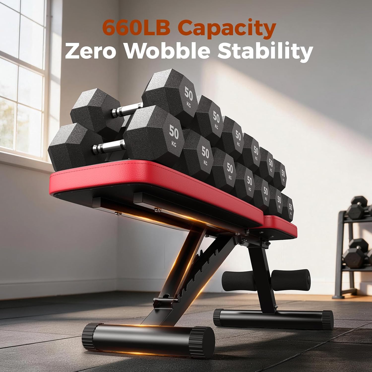 Adjustable Weight Bench 660lbs Capacity Foldable Workout Bench Black
