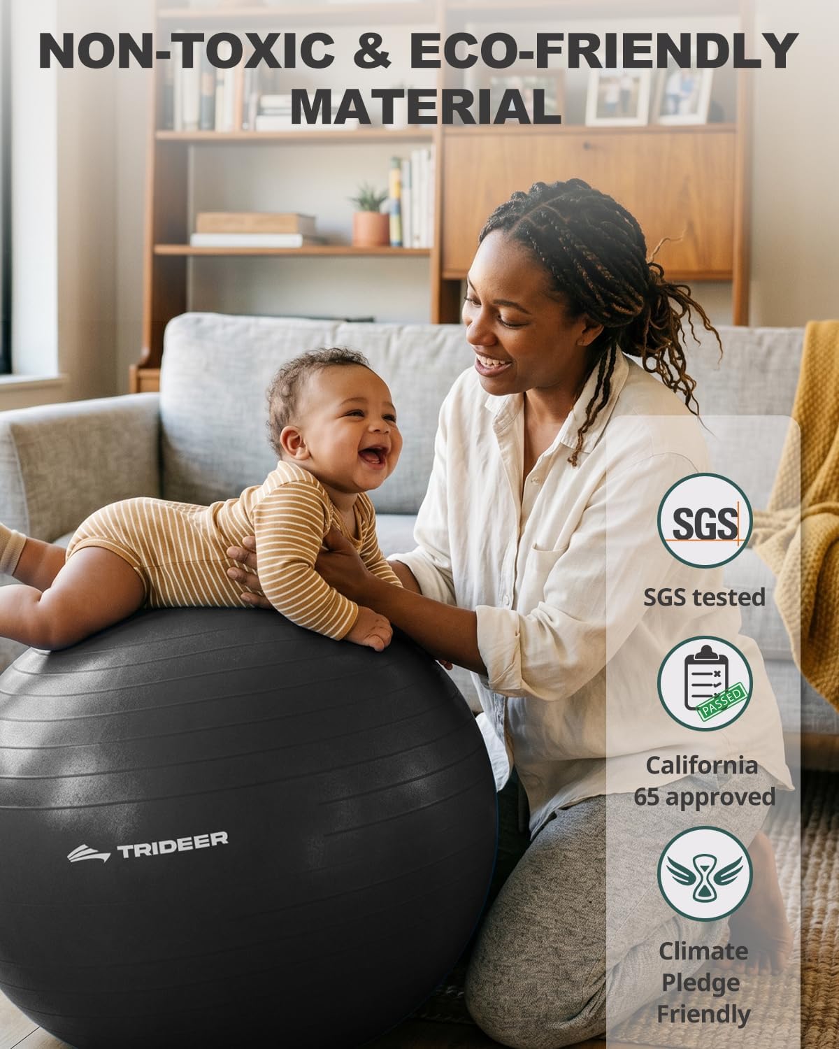 Yoga Ball for Exercise Pilates Core Training Stability 26in Black