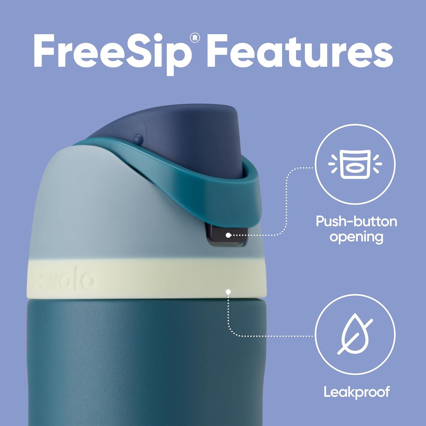 Owala FreeSip Insulated Stainless Steel Water Bottle with Straw 24oz Denim