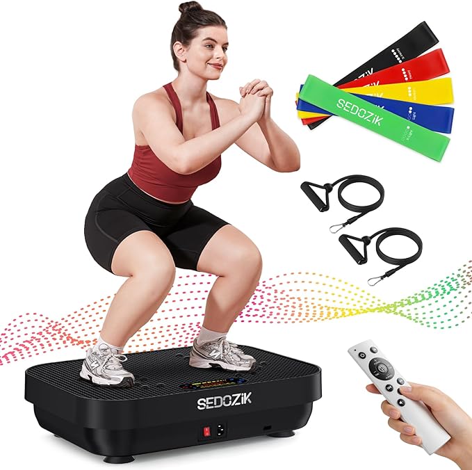 Vibration Plate Exercise Machine 450 lbs Capacity Full Body Workout Platform Black
