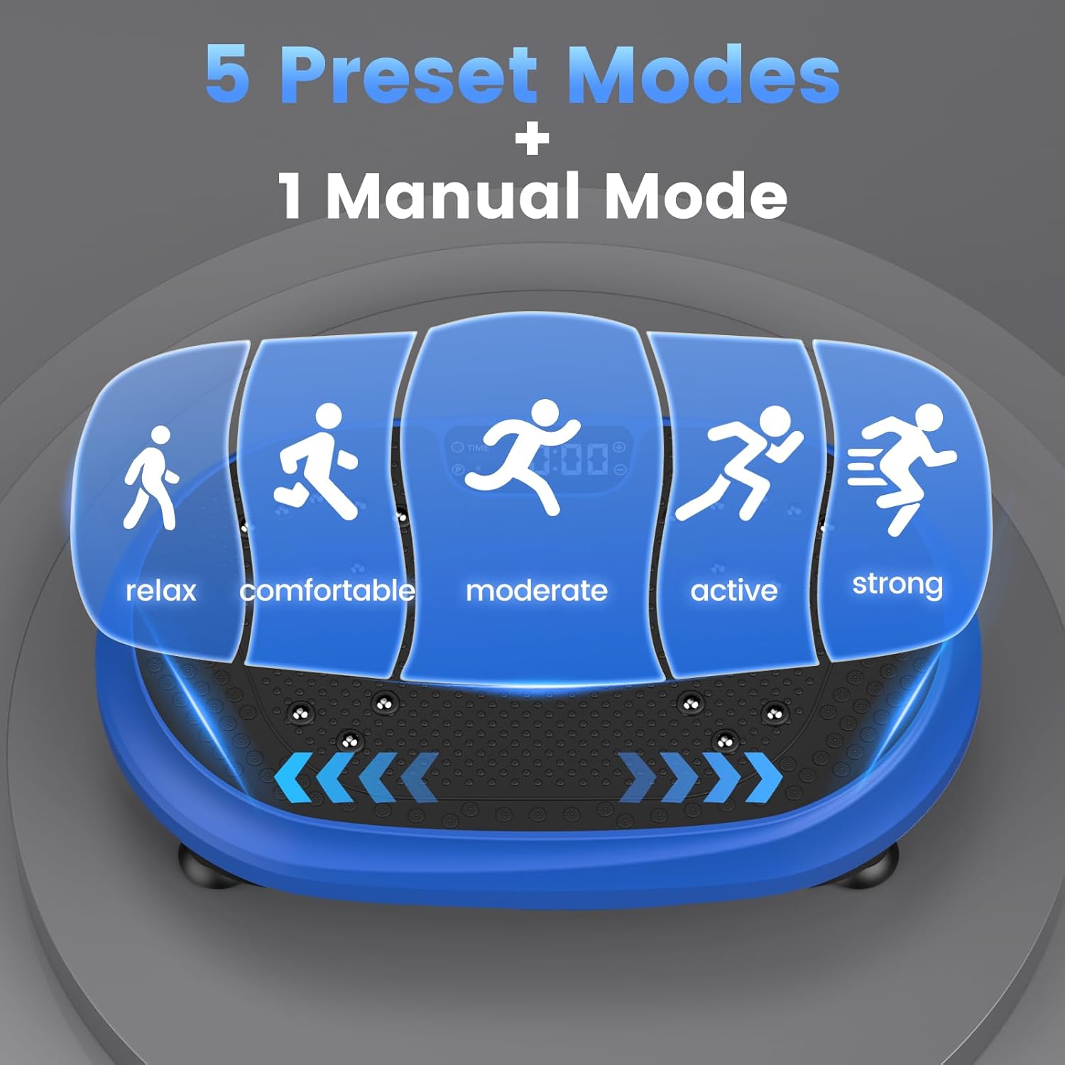 Vibration Plate Exercise Machine Fitness Platform with Resistance Bands Blue