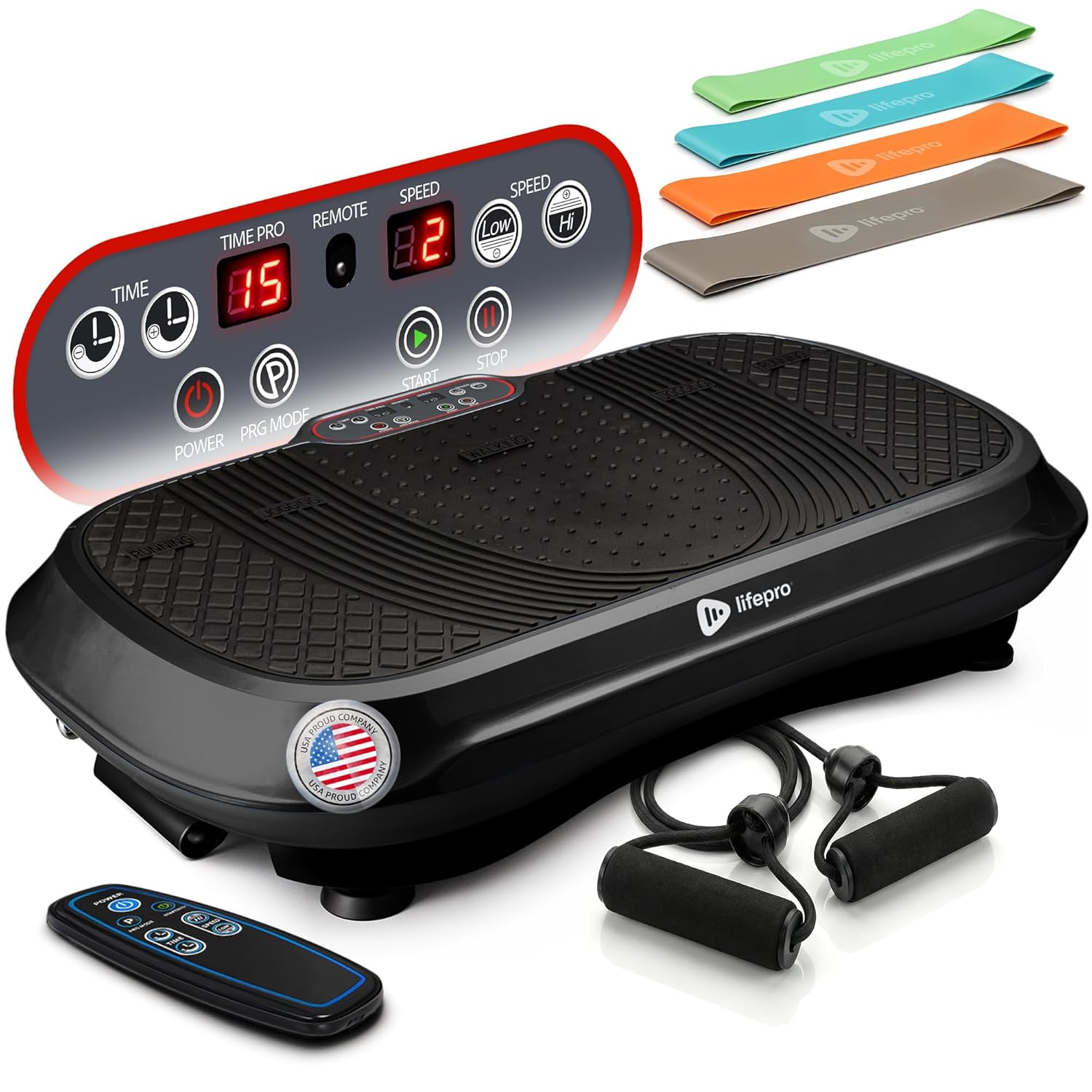 Waver Vibration Plate Exercise Machine High-Intensity Full-Body Workout Platform Black