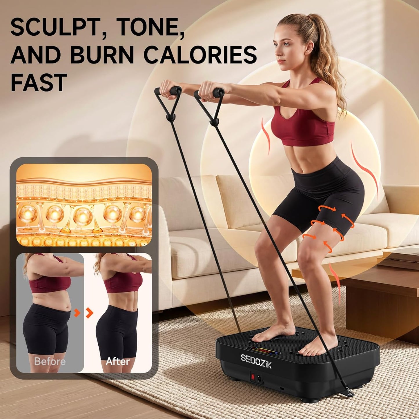 Vibration Plate Exercise Machine 450 lbs Capacity Full Body Workout Platform Black