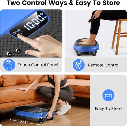 Vibration Plate Exercise Machine Fitness Platform with Resistance Bands Blue