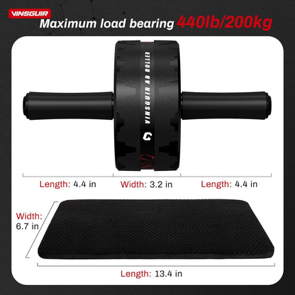 Dual-Wheel Ab Roller Wheel Core Workout Equipment with Knee Pad Red And Black