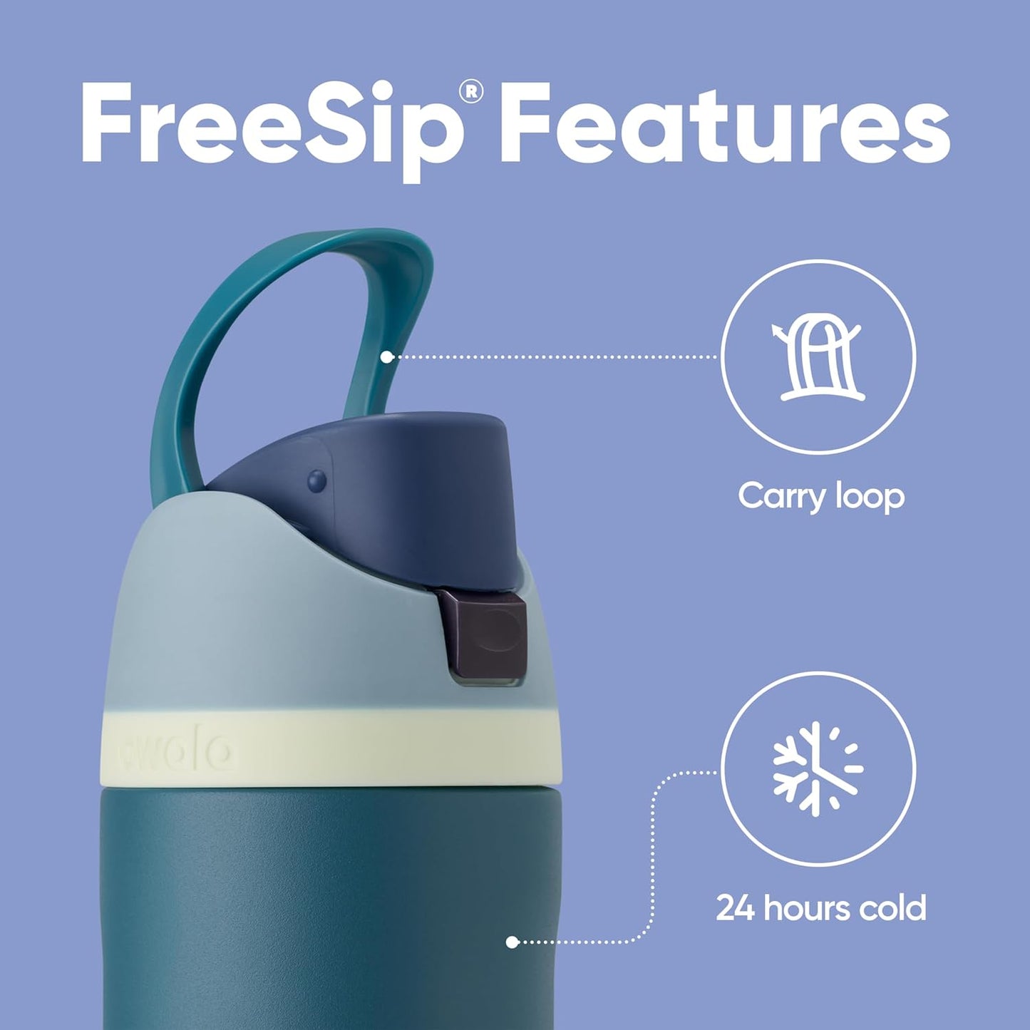Owala FreeSip Insulated Stainless Steel Water Bottle with Straw 24oz Denim