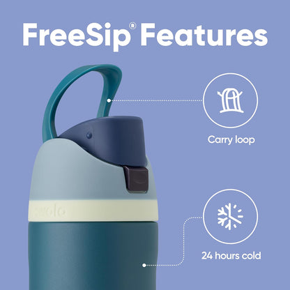 Owala FreeSip Insulated Stainless Steel Water Bottle with Straw 24oz Denim
