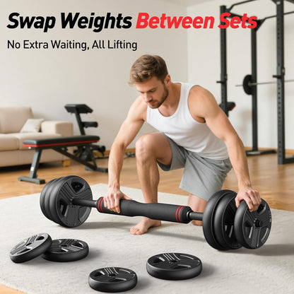 5 in 1 Adjustable Dumbbell Weight Set 45lb Total Black & Red