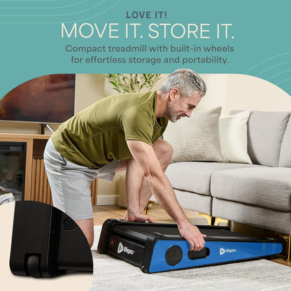 Compact Walking Pad Treadmill with Incline Adjustable Handlebar Blue LP-PCRM-BLU-VC