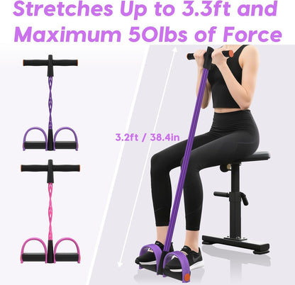6-Tube Elastic Pedal Resistance Bands Durable Natural Rubber Purple