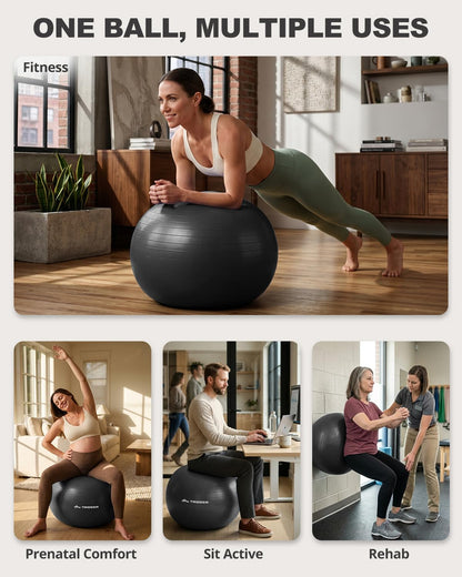 Yoga Ball for Exercise Pilates Core Training Stability 26in Black