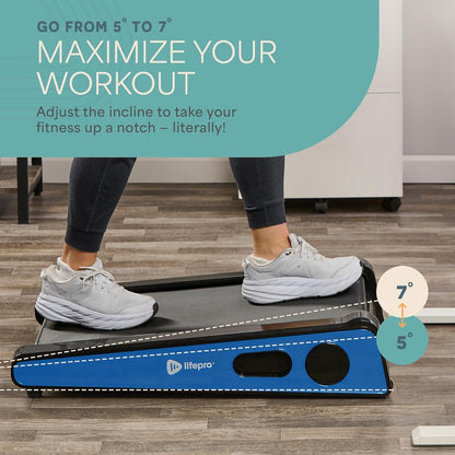 Compact Walking Pad Treadmill with Incline Adjustable Handlebar Blue LP-PCRM-BLU-VC