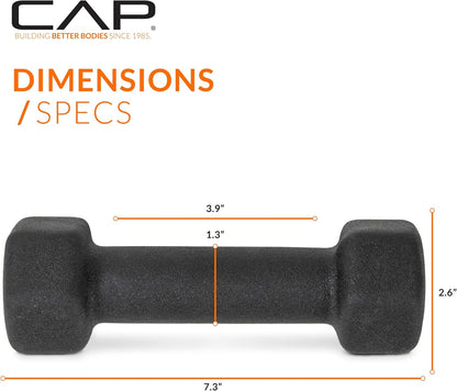 Neoprene Coated Dumbbell Weights Pair 5 lb Hexagonal Black
