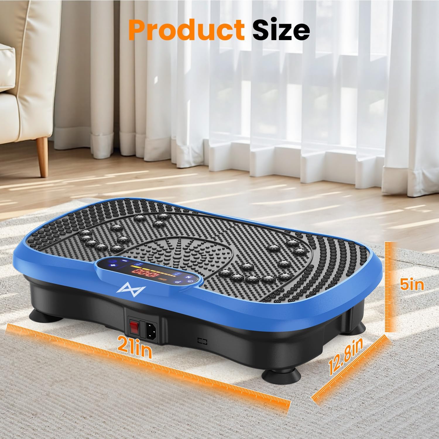Vibration Plate Fitness Platform Exercise Machine with Resistance Bands Blue
