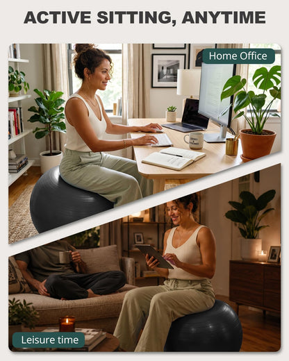 Yoga Ball Exercise Stability Ball for Pregnancy and Core Training Black