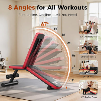 Adjustable Weight Bench 660lbs Capacity Foldable Workout Bench Black