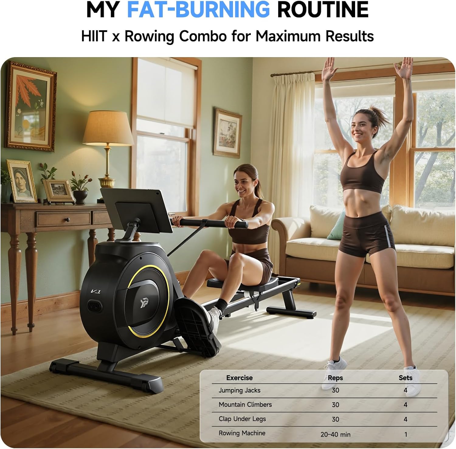 Magnetic Rowing Machine 16-Level Silent Resistance 350lb Capacity Foldable Black