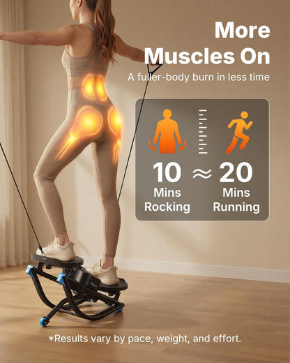 Rocking Steppers for Exercise 3D Motion Stair Stepper with Resistance Bands Black