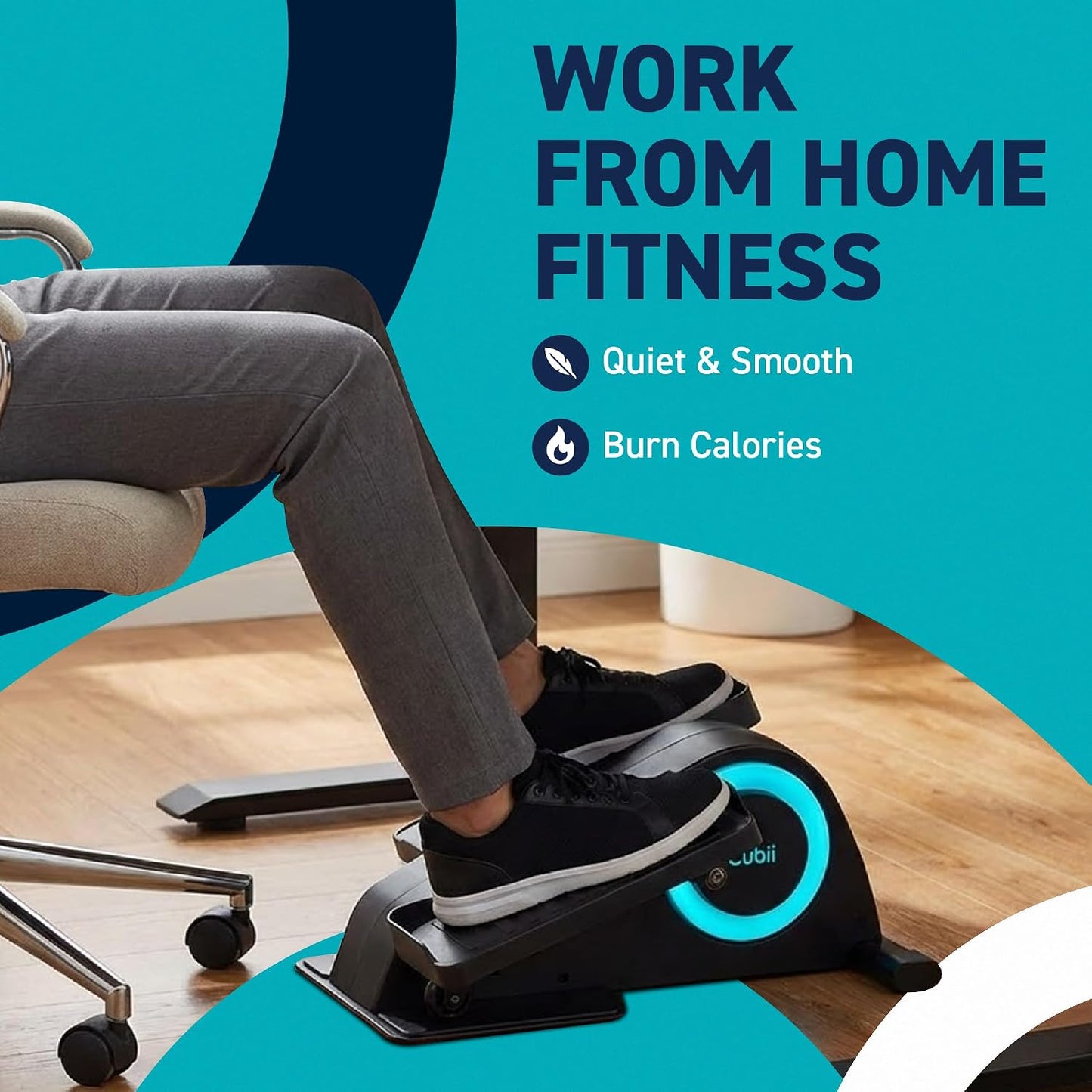 Under Desk Elliptical Machine Seated Pedal Exerciser 8 Resistance Levels Aqua