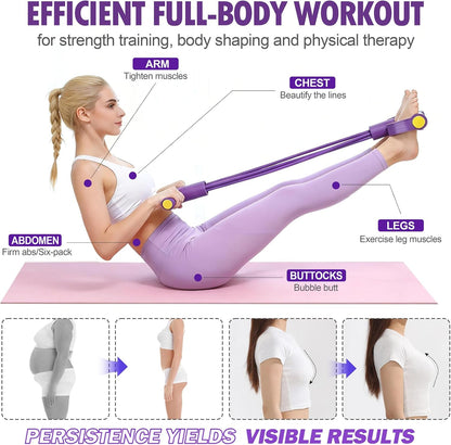 6-Tube Foot Pedal Resistance Bands Multifunction Exercise Equipment Purple