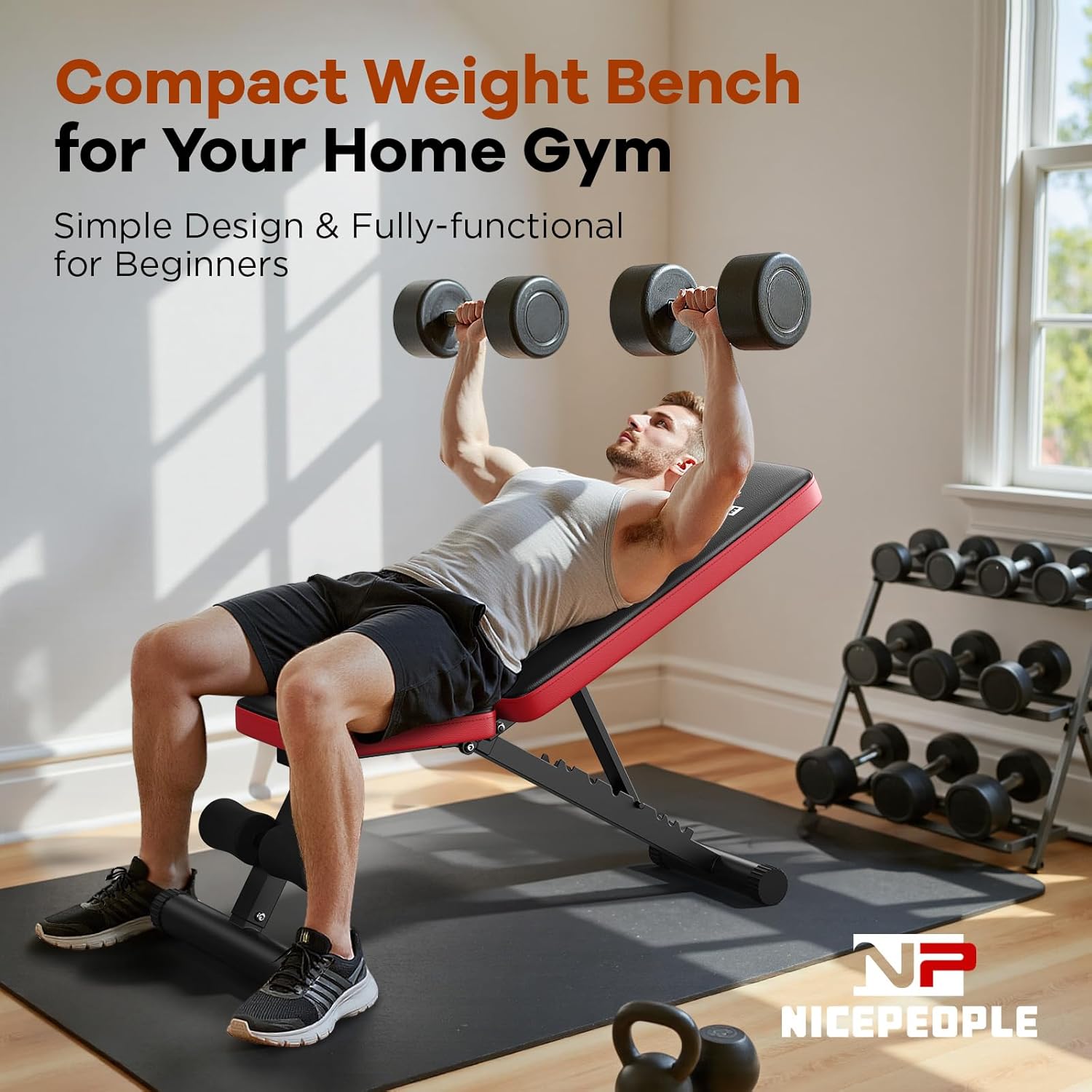 Adjustable Weight Bench 660lbs Capacity Foldable Workout Bench Black