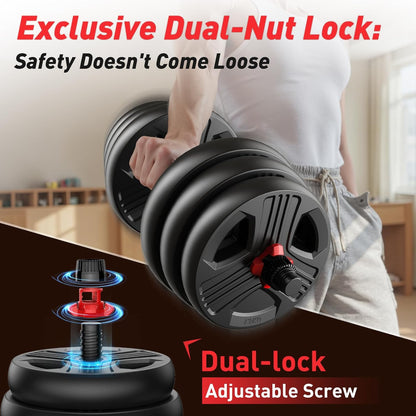 5 in 1 Adjustable Dumbbell Weight Set 45lb Total Black & Red