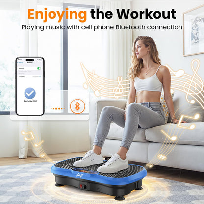 Vibration Plate Fitness Platform Exercise Machine with Resistance Bands Blue