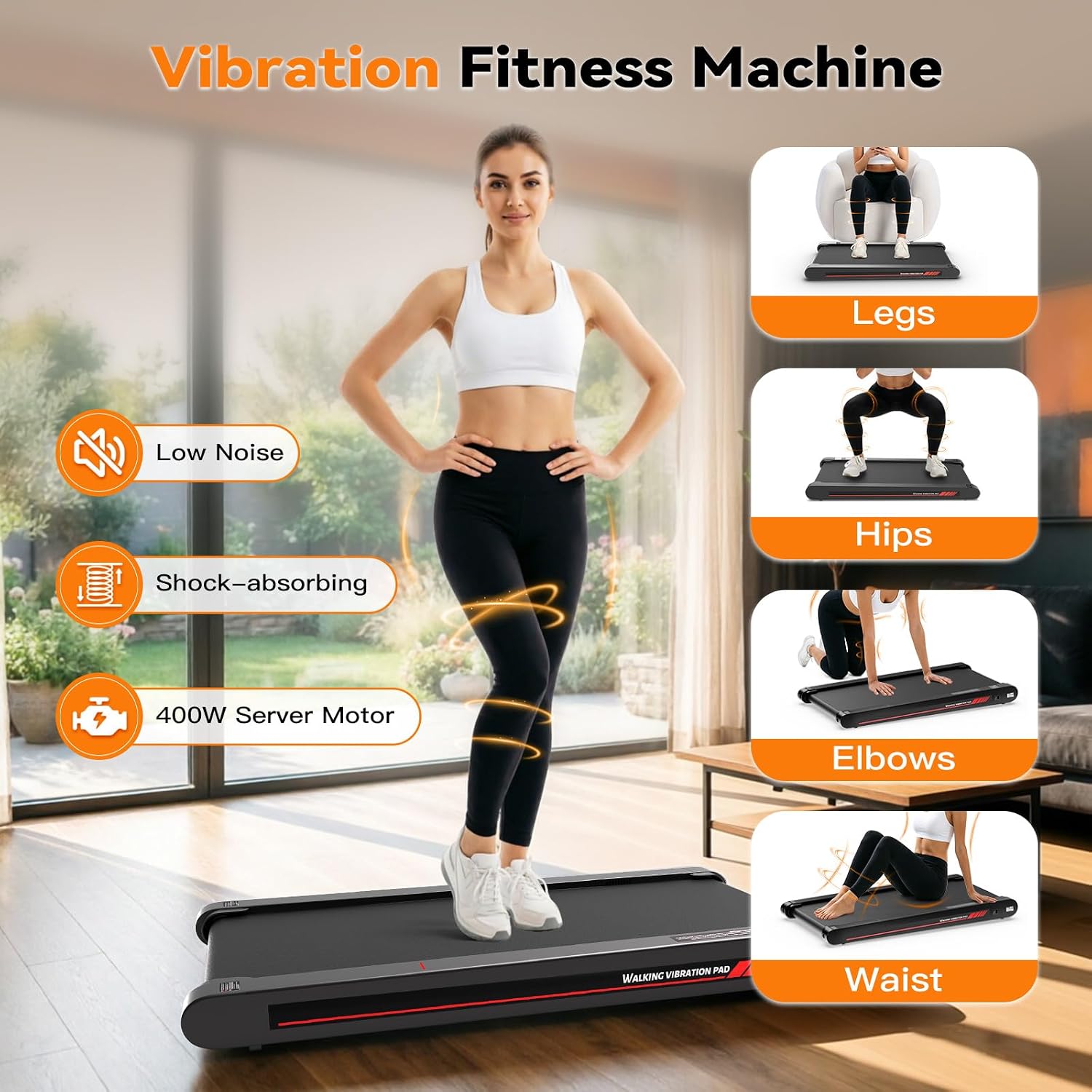 3-in-1 Walking Pad with Vibration Plate 400W Portable Under Desk Treadmill