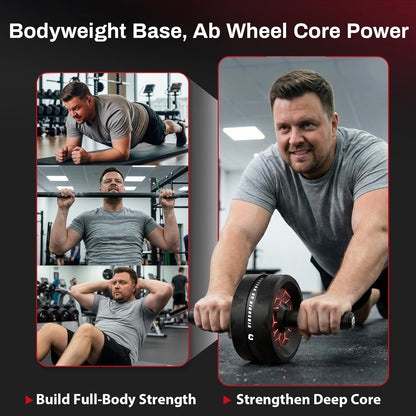 Dual-Wheel Ab Roller Wheel Core Workout Equipment with Knee Pad Red And Black
