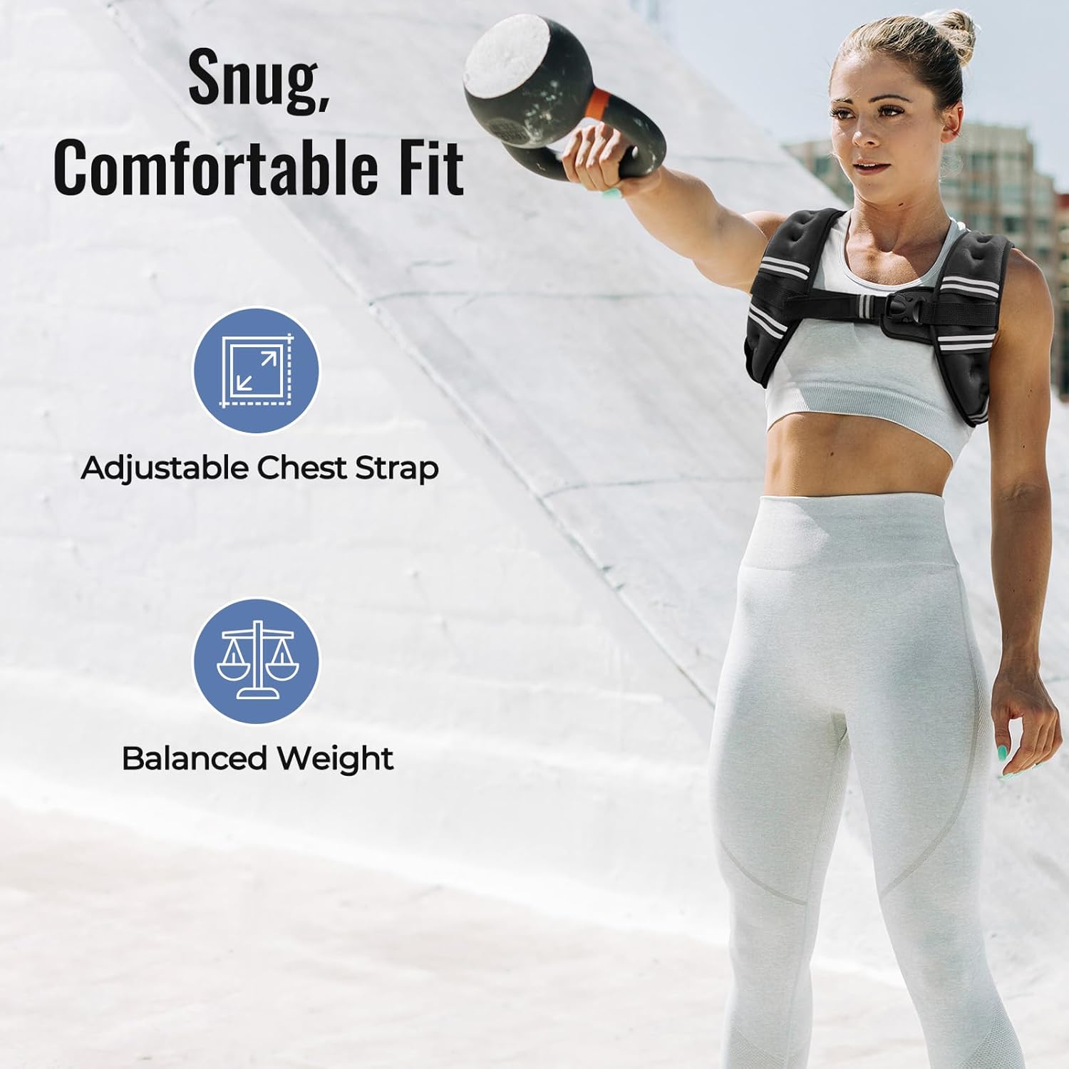 Weighted Vest Reflective Stripe Adjustable Buckle Comfortable Durable 10lb Unisex