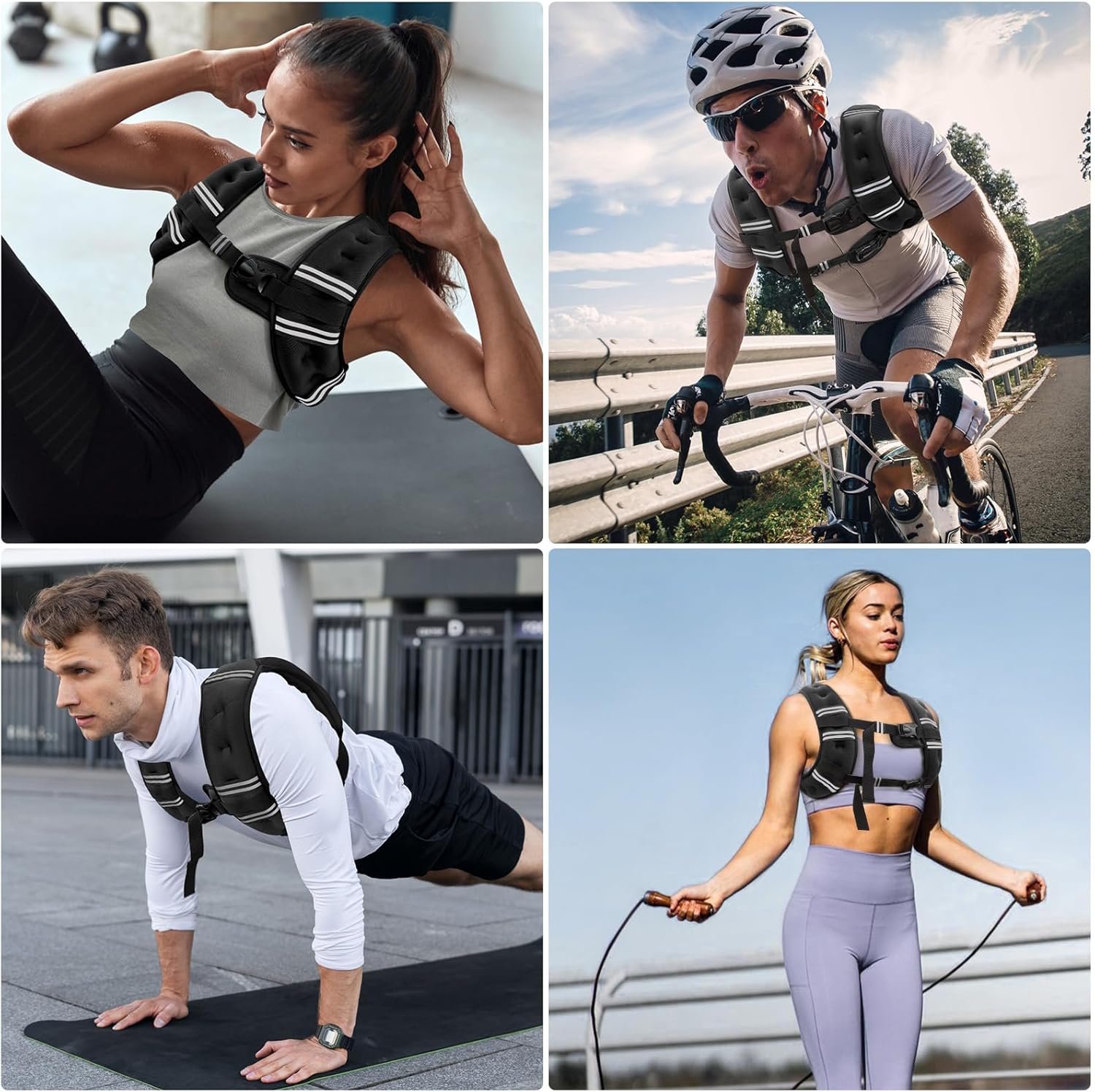 Weighted Vest Reflective Stripe Adjustable Buckle Comfortable Durable 10lb Unisex