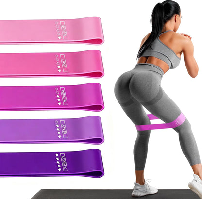 Resistance Loop Exercise Bands Set of 5 Home Fitness 12in Assorted