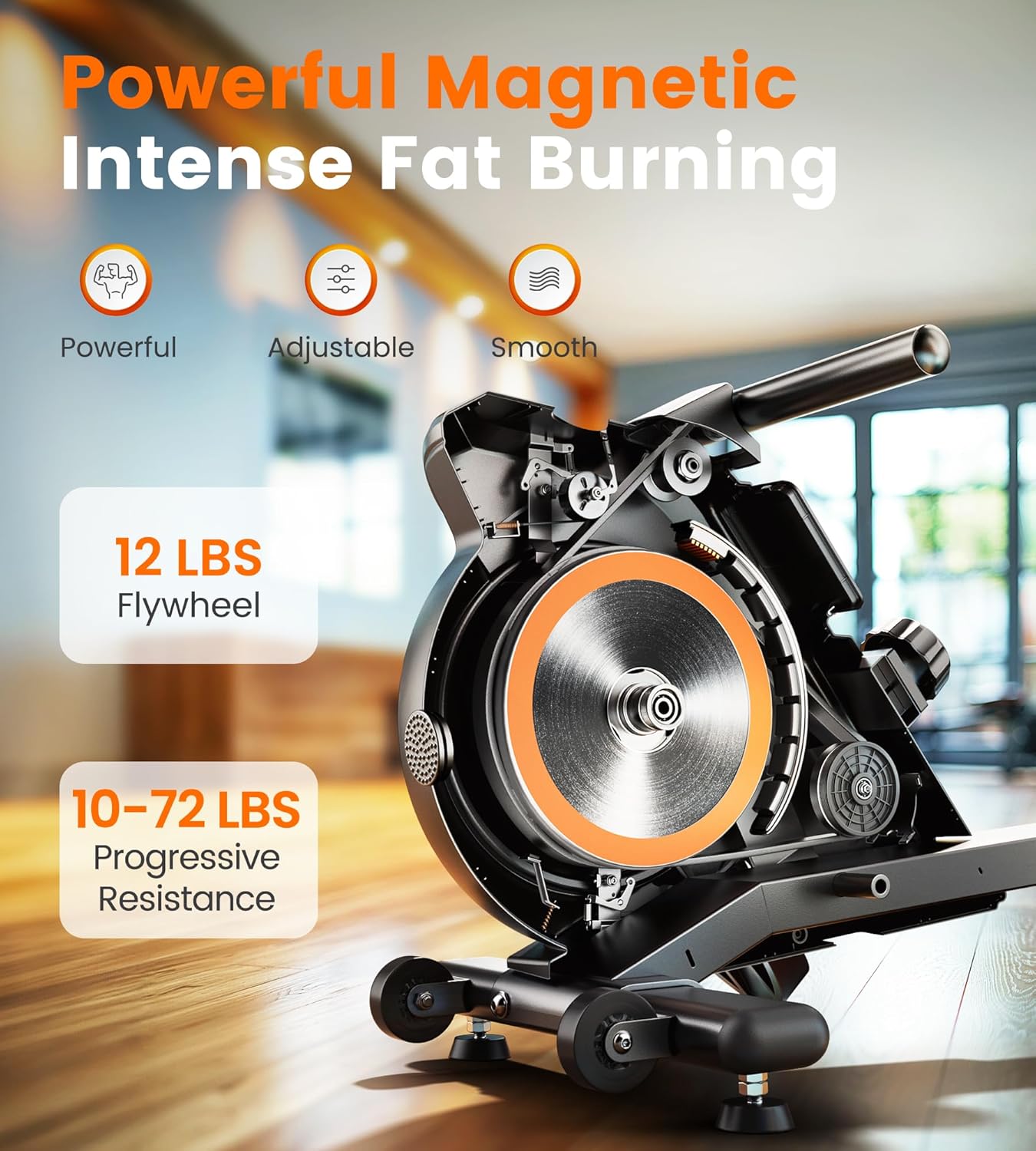 Magnetic Rowing Machine with 16 Resistance Levels and LCD Monitor