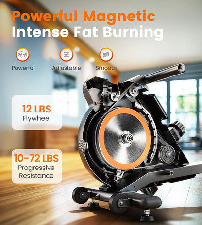Magnetic Rowing Machine with 16 Resistance Levels and LCD Monitor