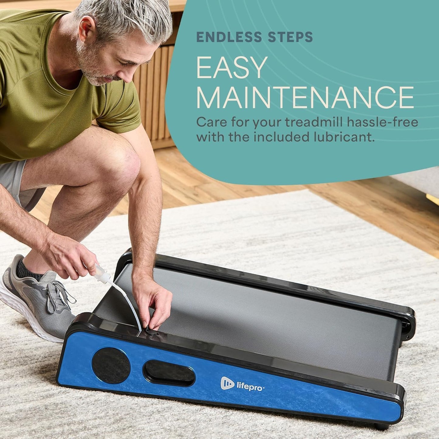 Compact Walking Pad Treadmill with Incline Adjustable Handlebar Blue LP-PCRM-BLU-VC