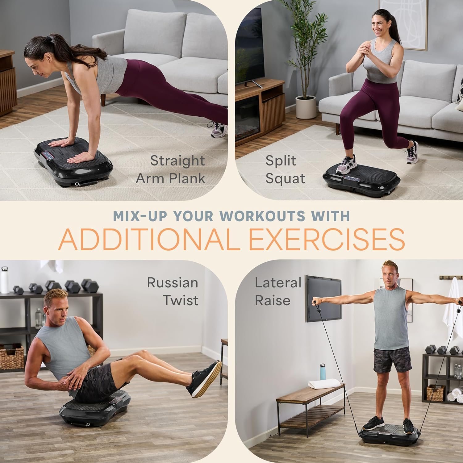 Waver Vibration Plate Exercise Machine High-Intensity Full-Body Workout Platform Black