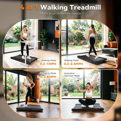 3-in-1 Walking Pad with Vibration Plate 400W Portable Under Desk Treadmill