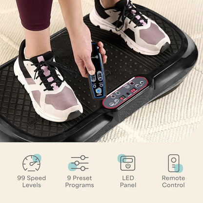 Waver Vibration Plate Exercise Machine High-Intensity Full-Body Workout Platform Black