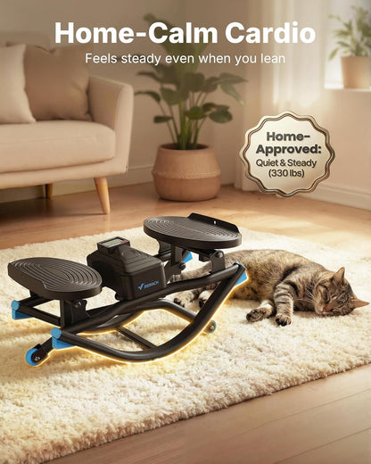 Rocking Steppers for Exercise 3D Motion Stair Stepper with Resistance Bands Black