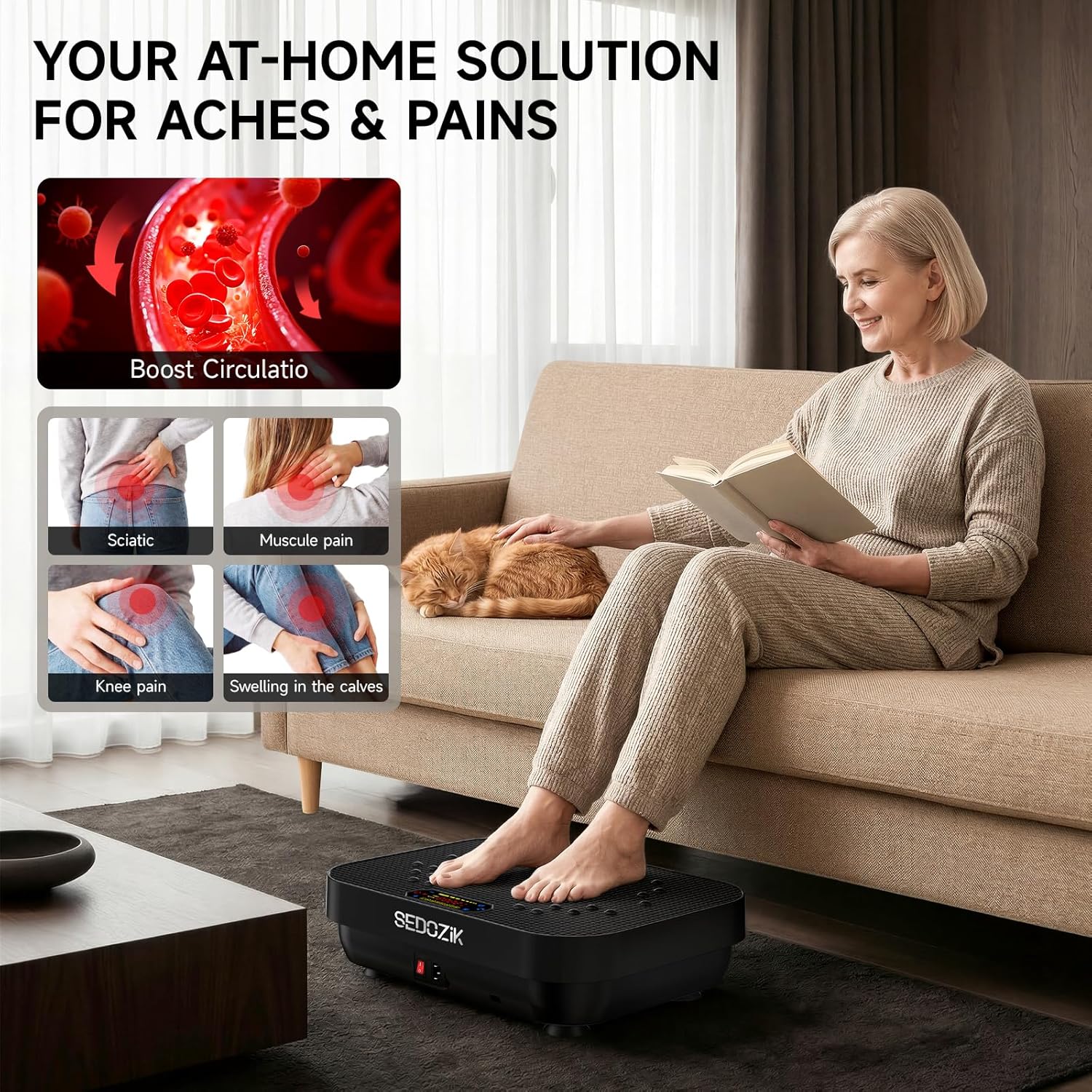 Vibration Plate Exercise Machine 450 lbs Capacity Full Body Workout Platform Black