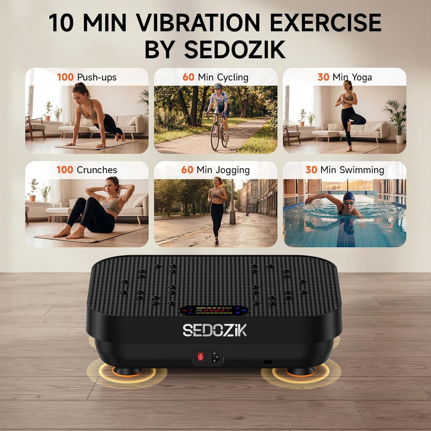 Vibration Plate Exercise Machine 450 lbs Capacity Full Body Workout Platform Black