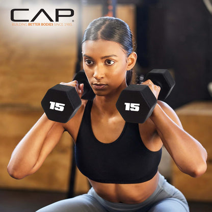 Neoprene Coated Dumbbell Weights Pair 5 lb Hexagonal Black